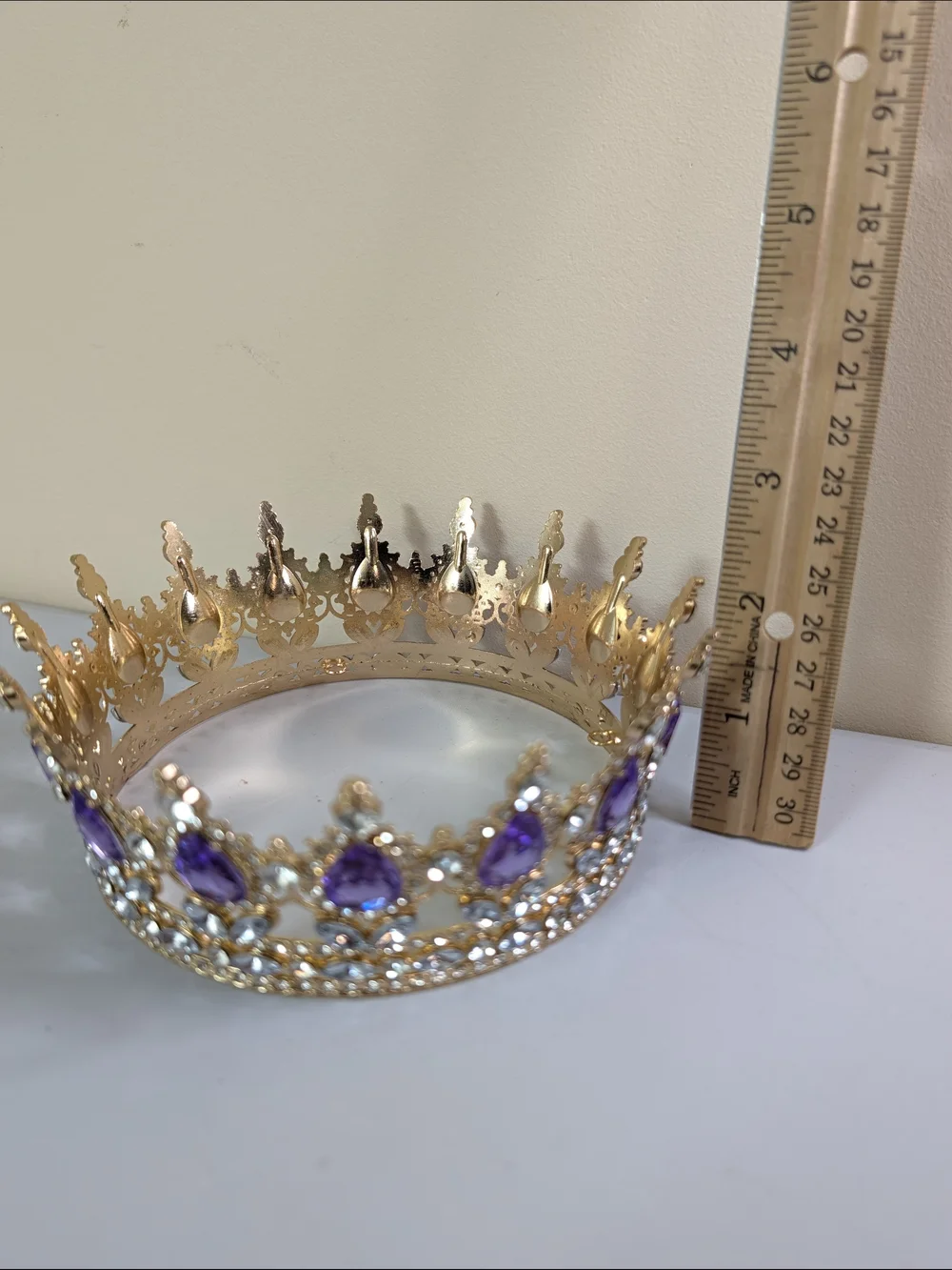 Gold and Purple Jeweled Crown Tiara - Women Accessories